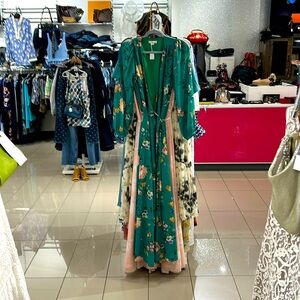 Green Floral Yumi Kim Wrap Dress Size S